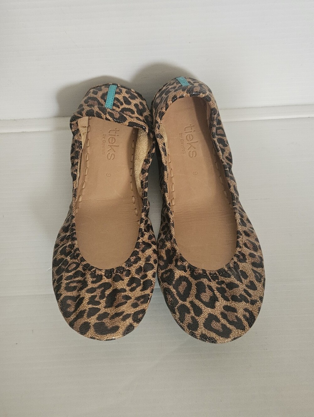 RARE Tieks Leopard Print Leather Ballet Flats Women's  9 Designer Foldable Shoes
